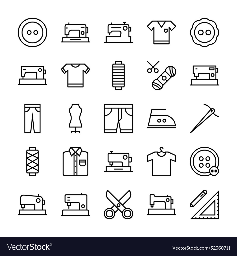 Sewing Icons Royalty Free Vector Image Vectorstock