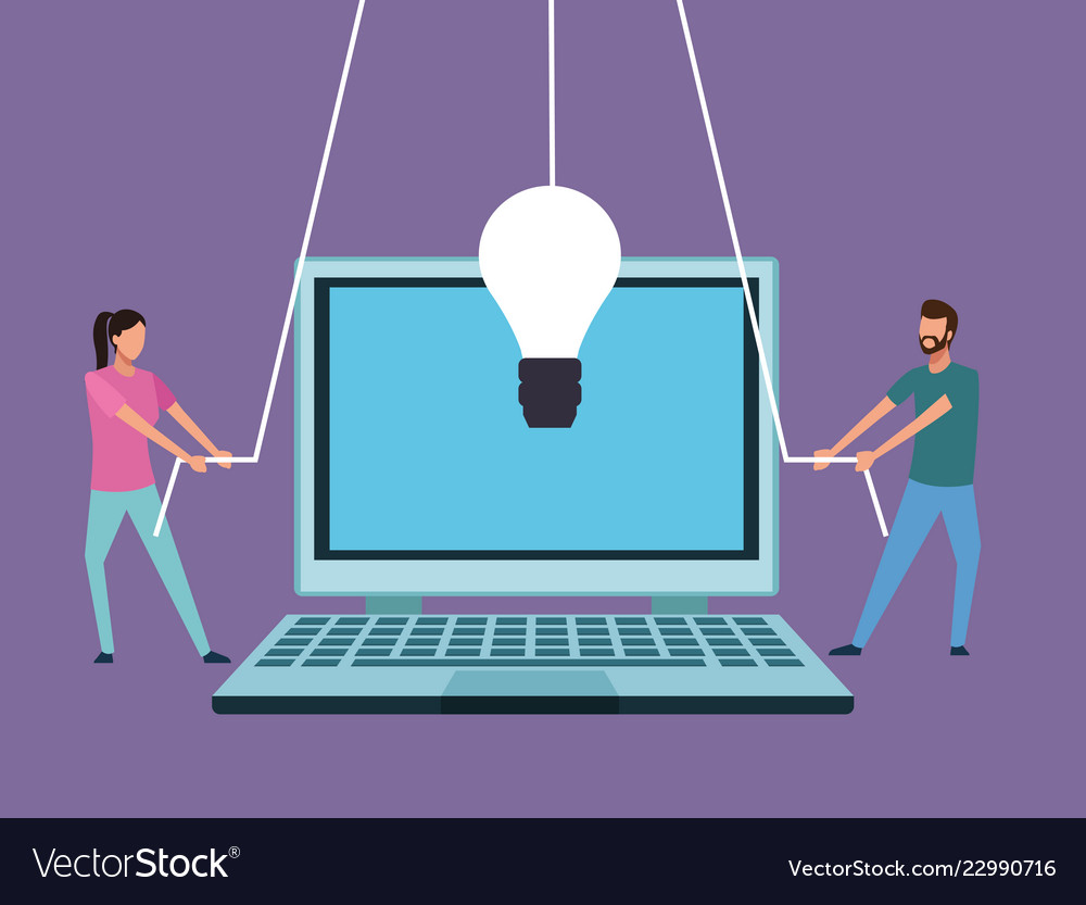 Computer design teamwork Royalty Free Vector Image