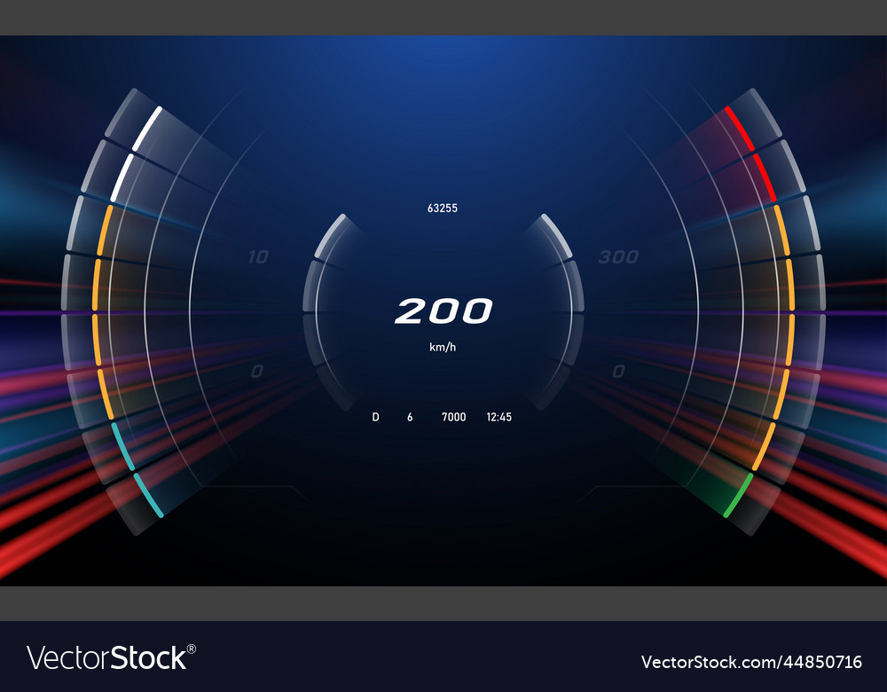 Digital speedometer with motion effect background Vector Image