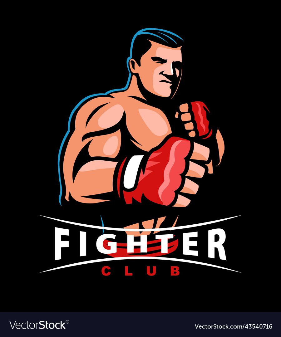 Fighter with fists in gloves stands fighting Vector Image