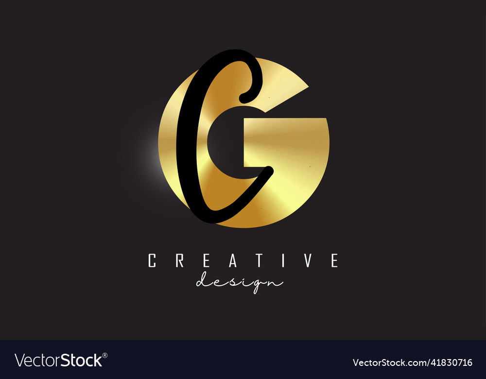 Golden letters gc logo with a minimalist design Vector Image