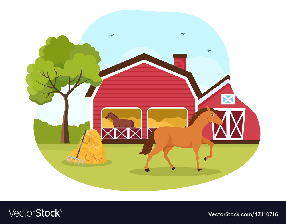 Horse riding cartoon with cute people character Vector Image