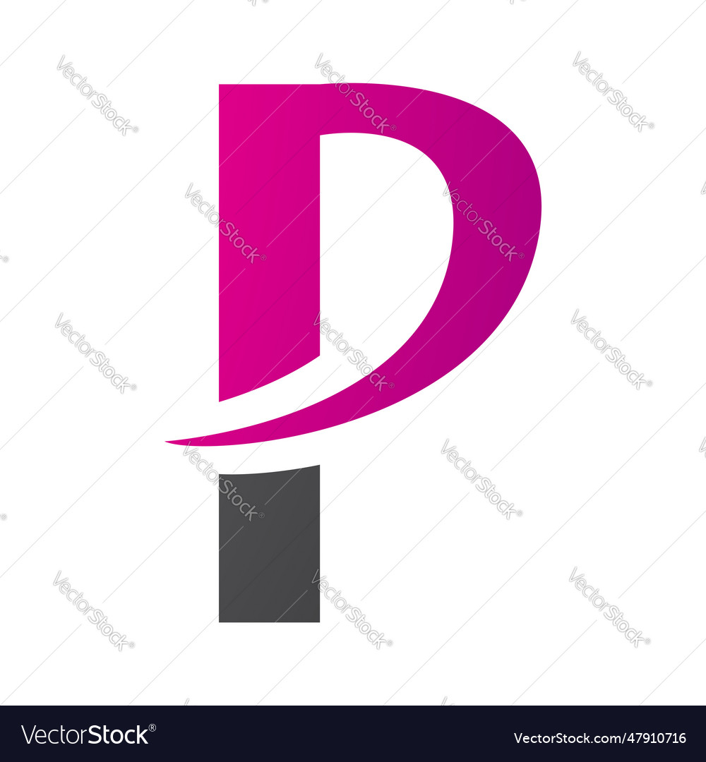 Magenta and black letter p icon with a pointy tip Vector Image