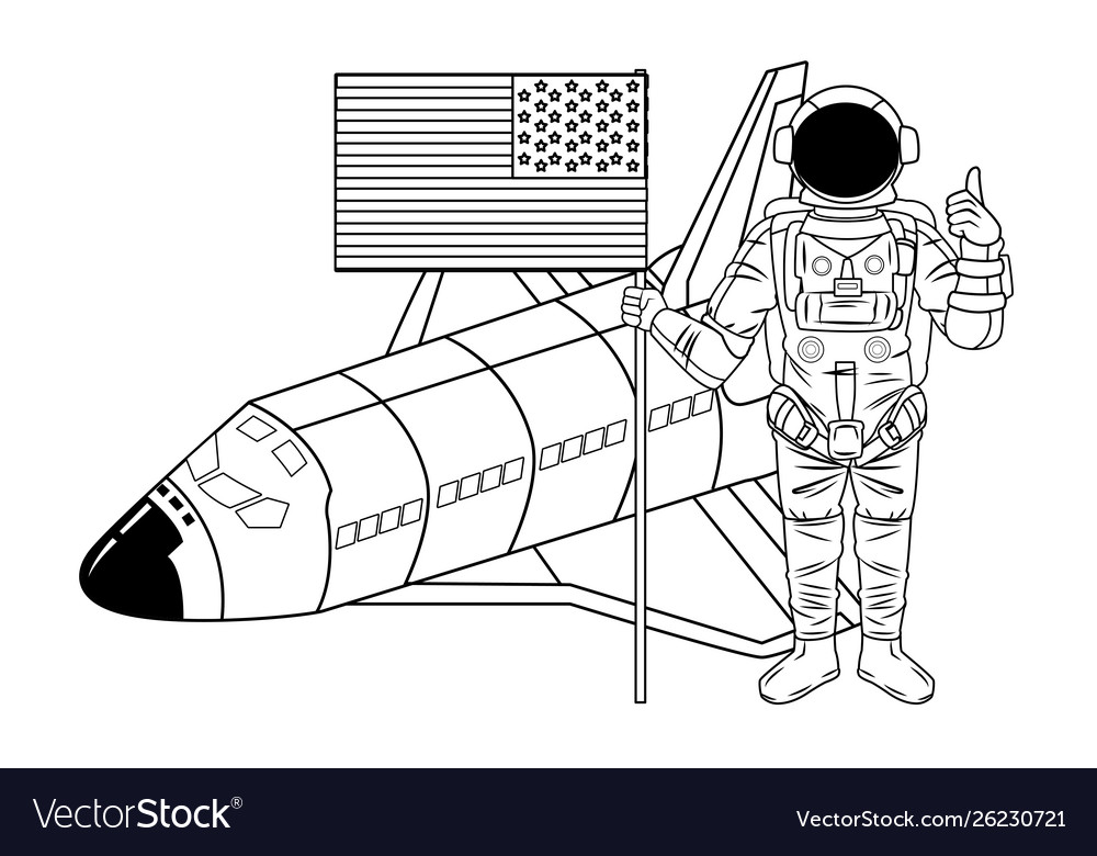 Astronaut in space exploration cartoons Royalty Free Vector