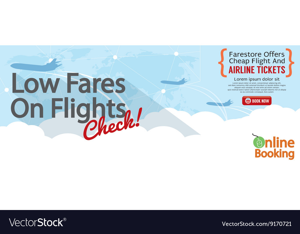 Cheap Flight For Sale 1500x600 Banner Royalty Free Vector