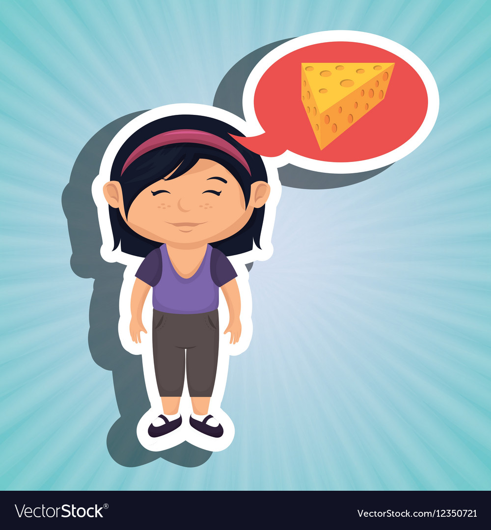 Girl cartoon cheese sliced food Royalty Free Vector Image Girl cartoon cheese sliced food Royalty Free Vector Image