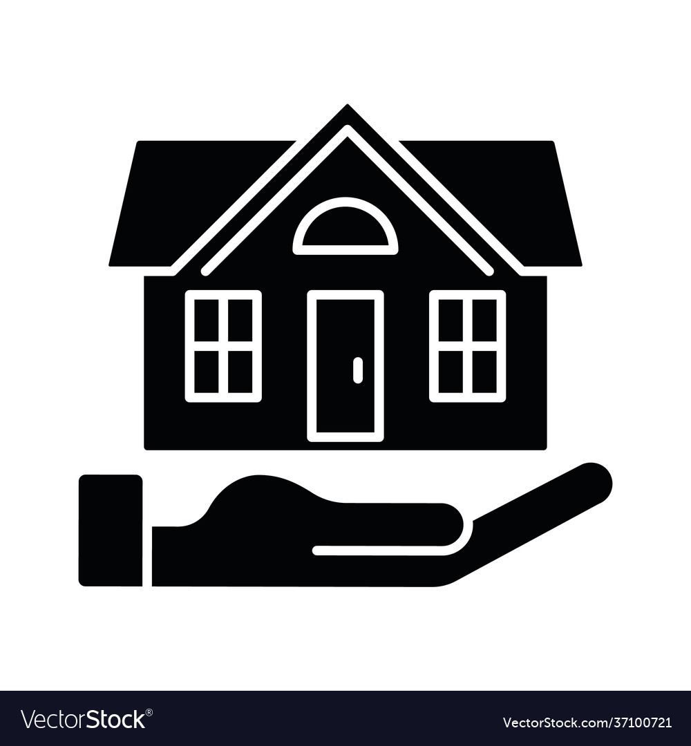 Home insurance black glyph icon vector image Home insurance black glyph icon