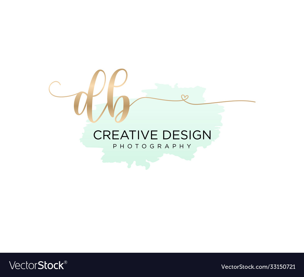 Initial db handwriting logo with brush template