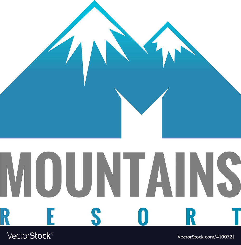 M letter mountains logo template