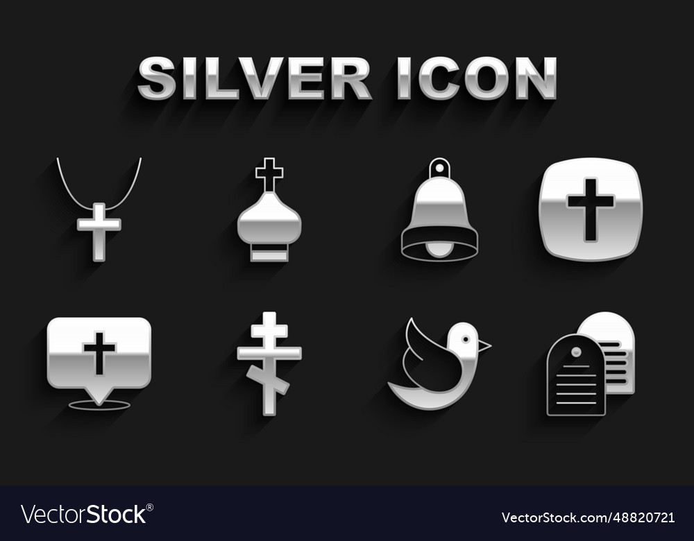 Set christian cross holy bible book dove location Vector Image