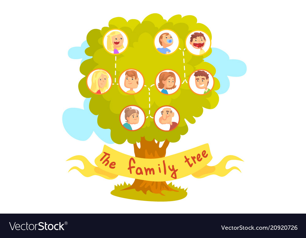 Family tree with portraits relatives Royalty Free Vector