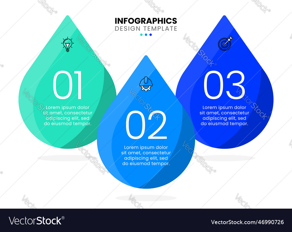 Infographic template 3 drops of water Royalty Free Vector