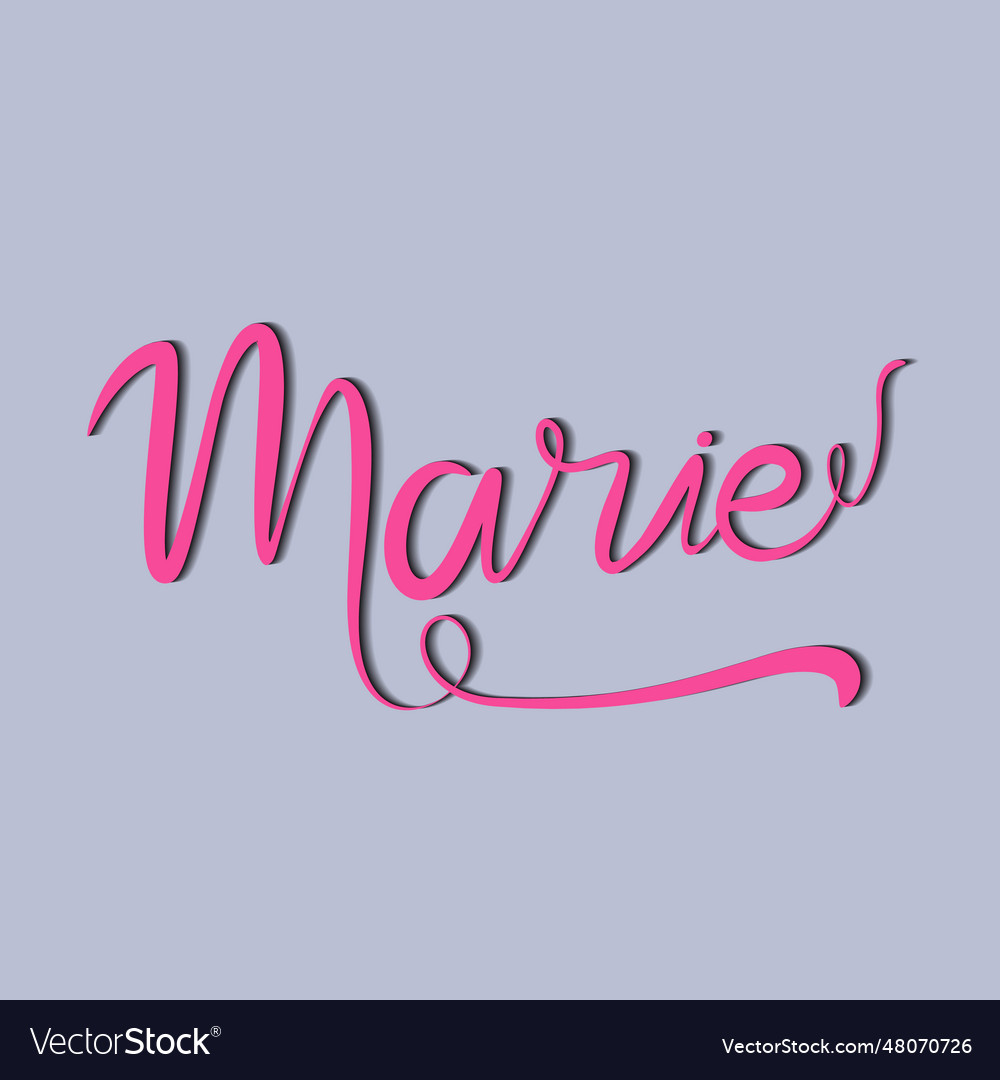 Marie girl name handmade text logo icon Royalty Free Vector