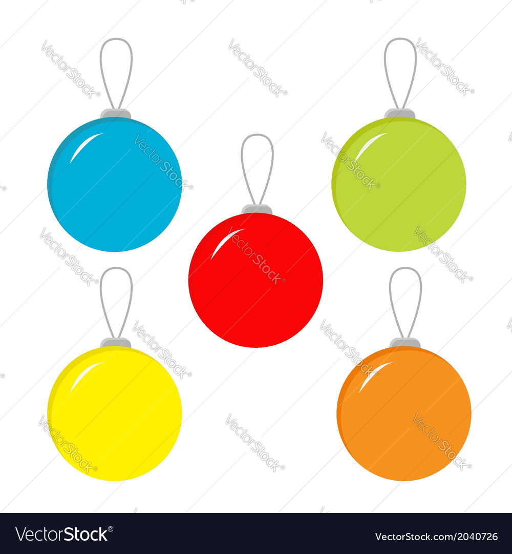 Set of five christmas balls Royalty Free Vector Image