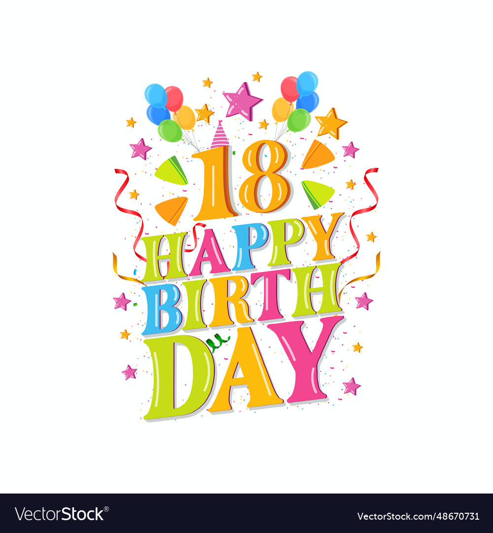 18th happy birthday celebration design Royalty Free Vector