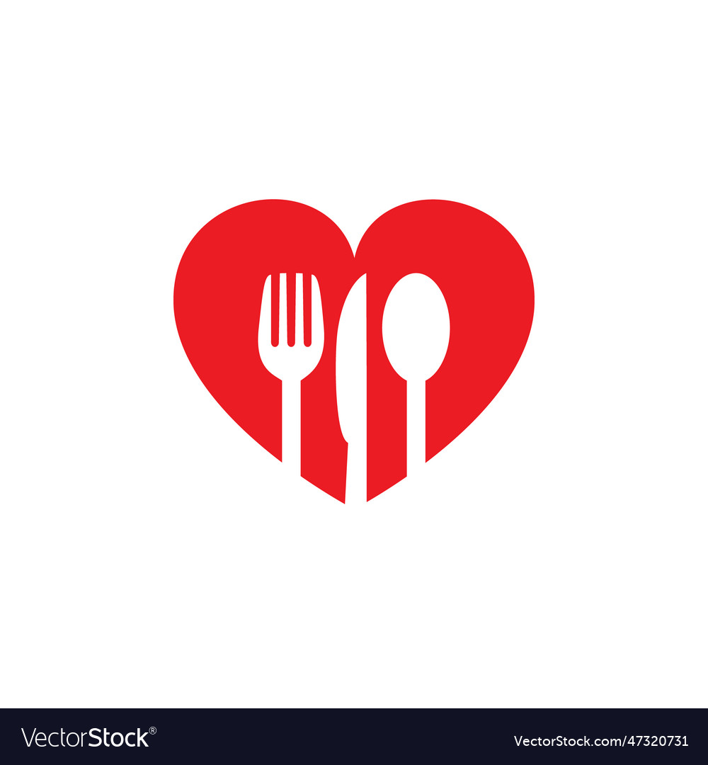 A red heart and cutlery Royalty Free Vector Image