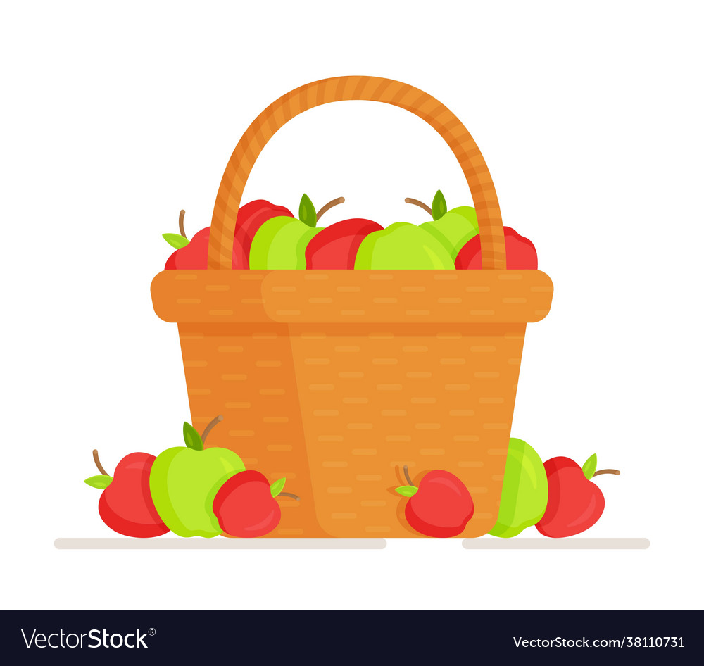 An isolated basket apple Royalty Free Vector Image