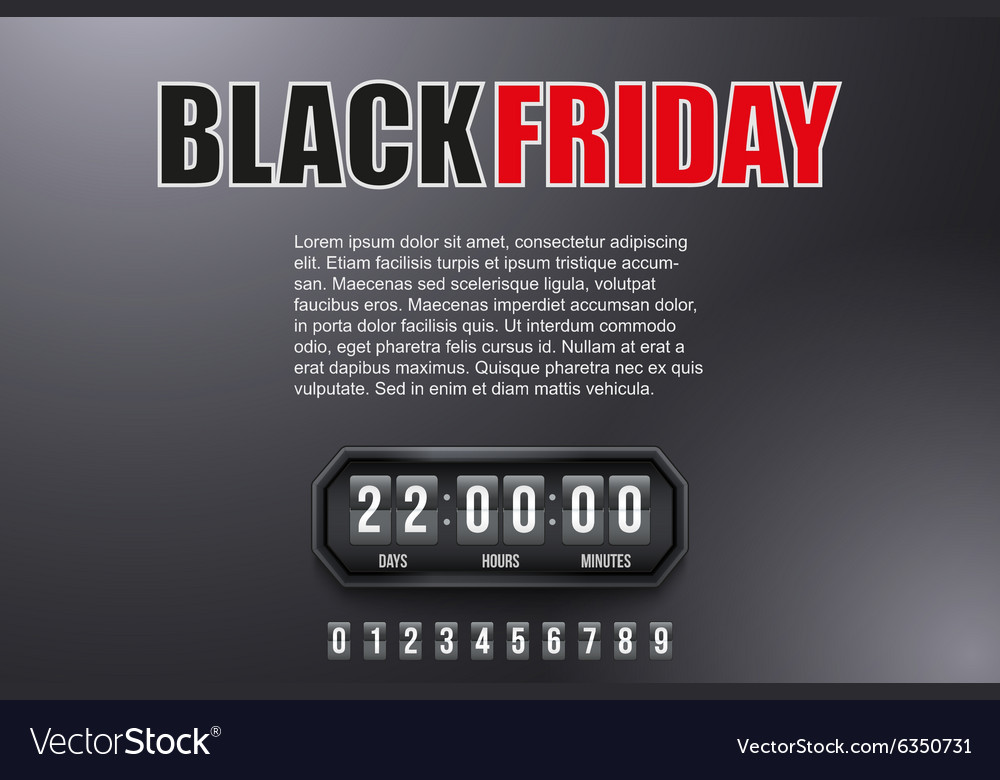 Background black friday and countdown timer Vector Image