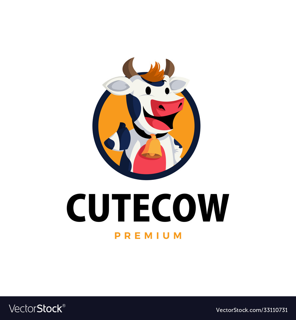 Cow thumb up mascot character logo icon Royalty Free Vector