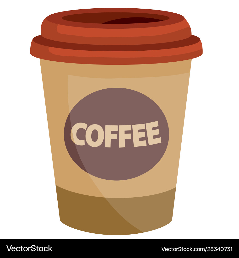 Paper cup with a lid for coffee brown isolated Vector Image