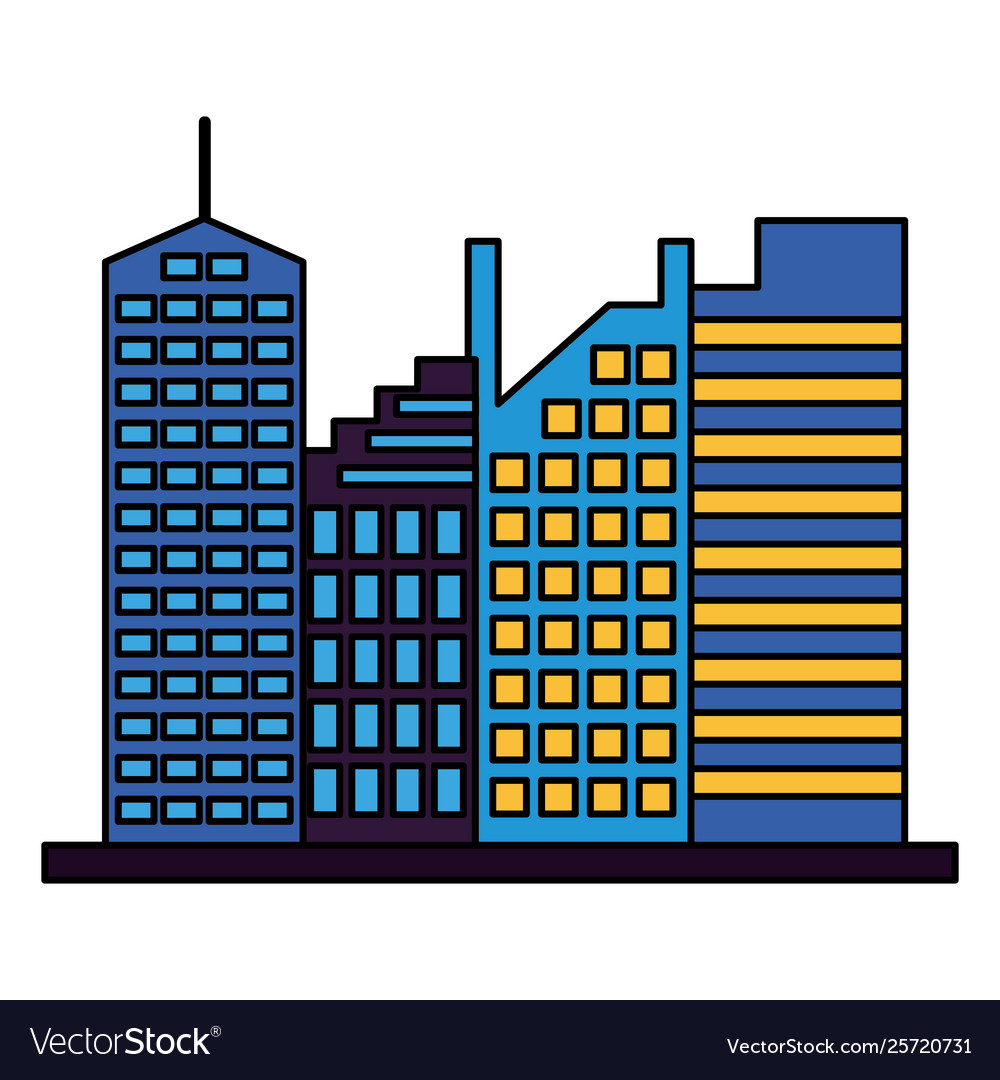 Skyscrapers City Urban Buildings Exterior Vector Image