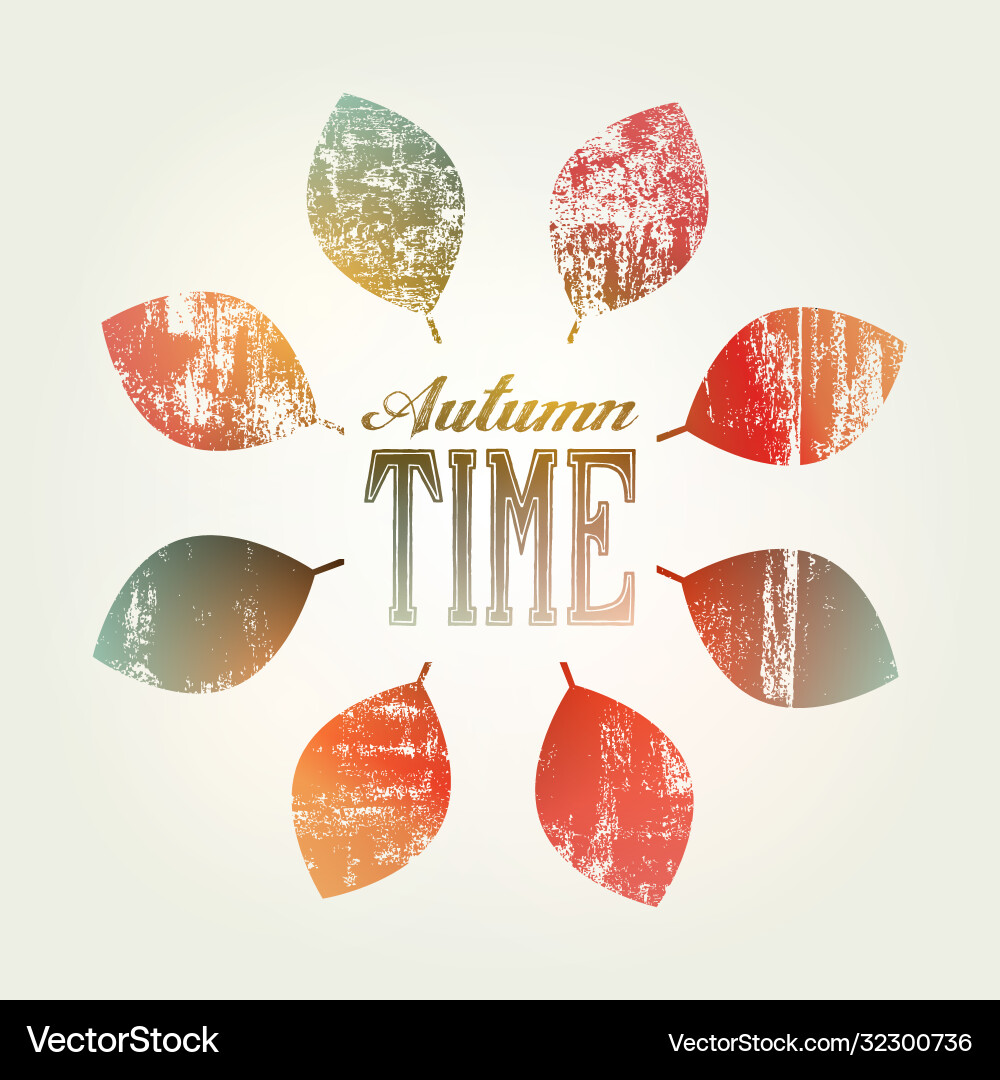 Autumn time typographical vintage grunge poster Vector Image