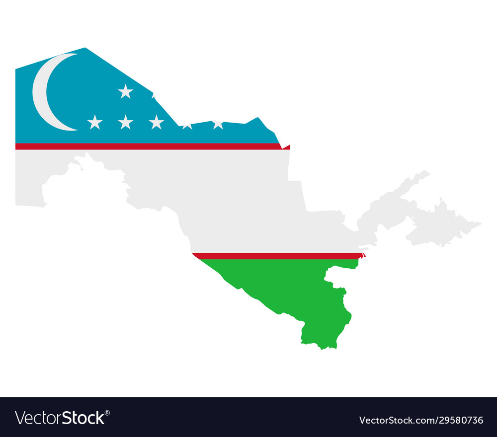 Flag in map uzbekistan Royalty Free Vector Image