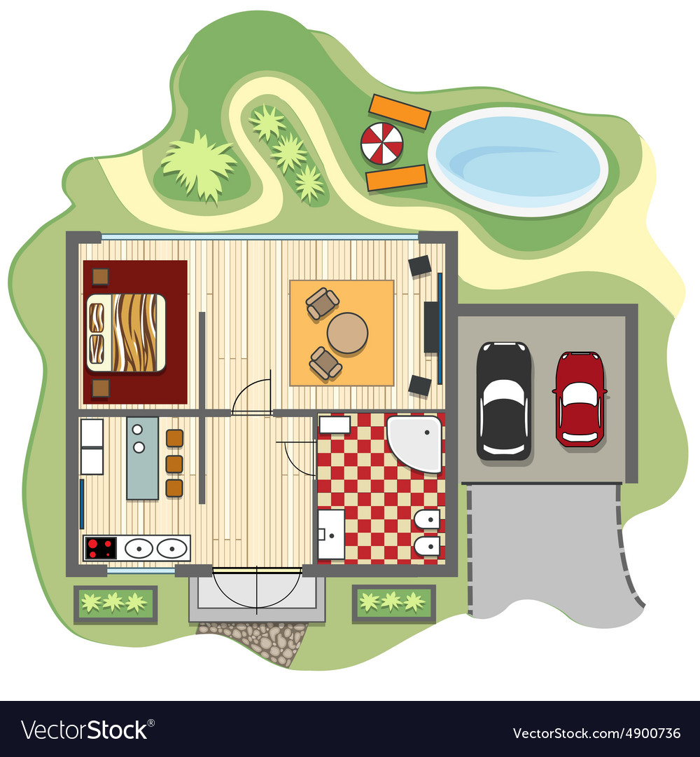 Floor plan house Royalty Free Vector Image - VectorStock