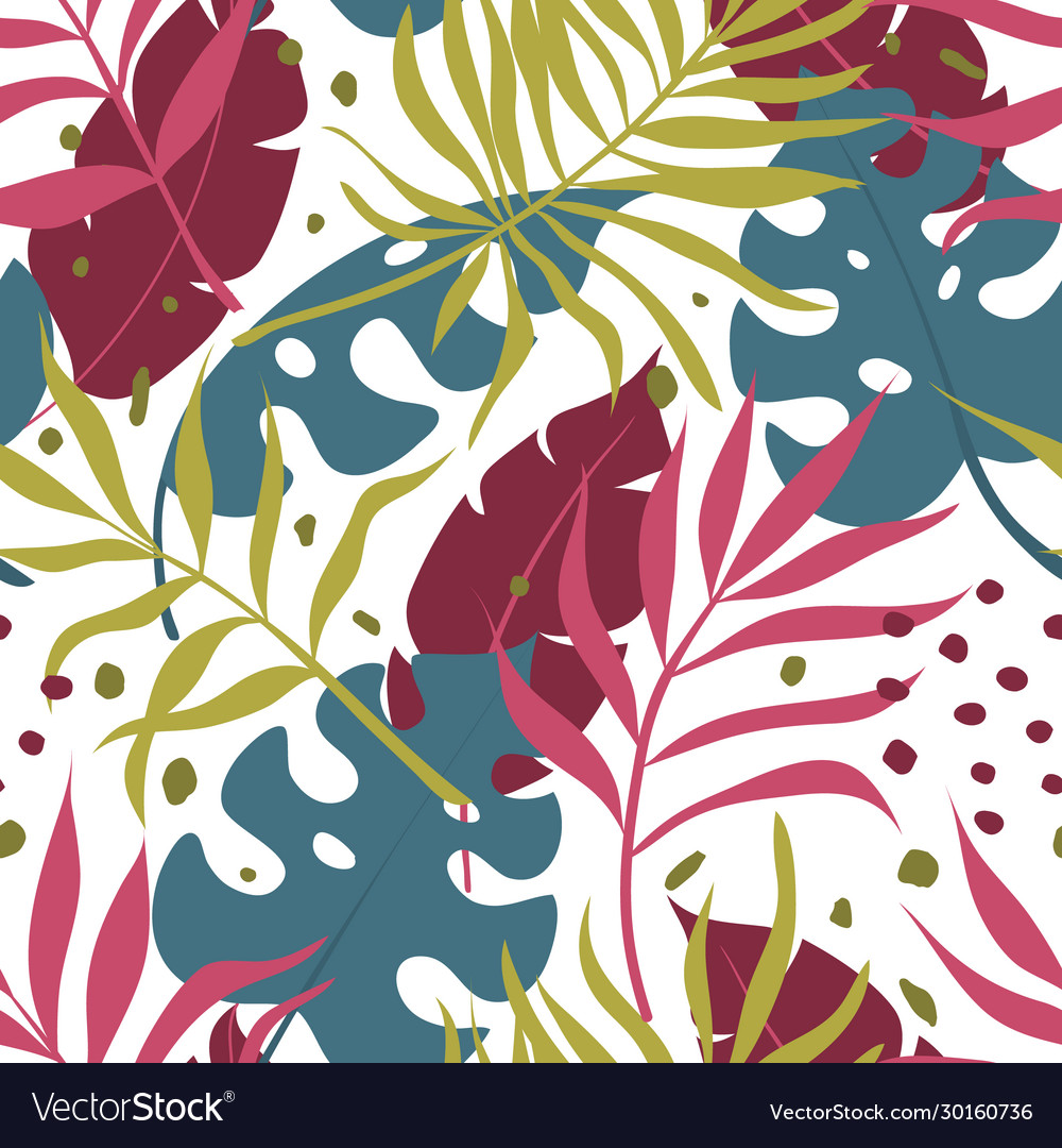 Seamless exotic pattern with tropical leaves Vector Image