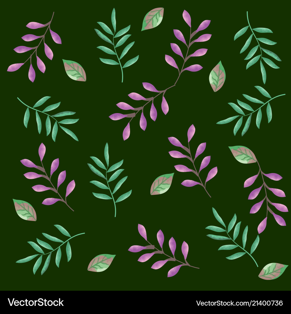 Set leafs plant pattern background Royalty Free Vector Image