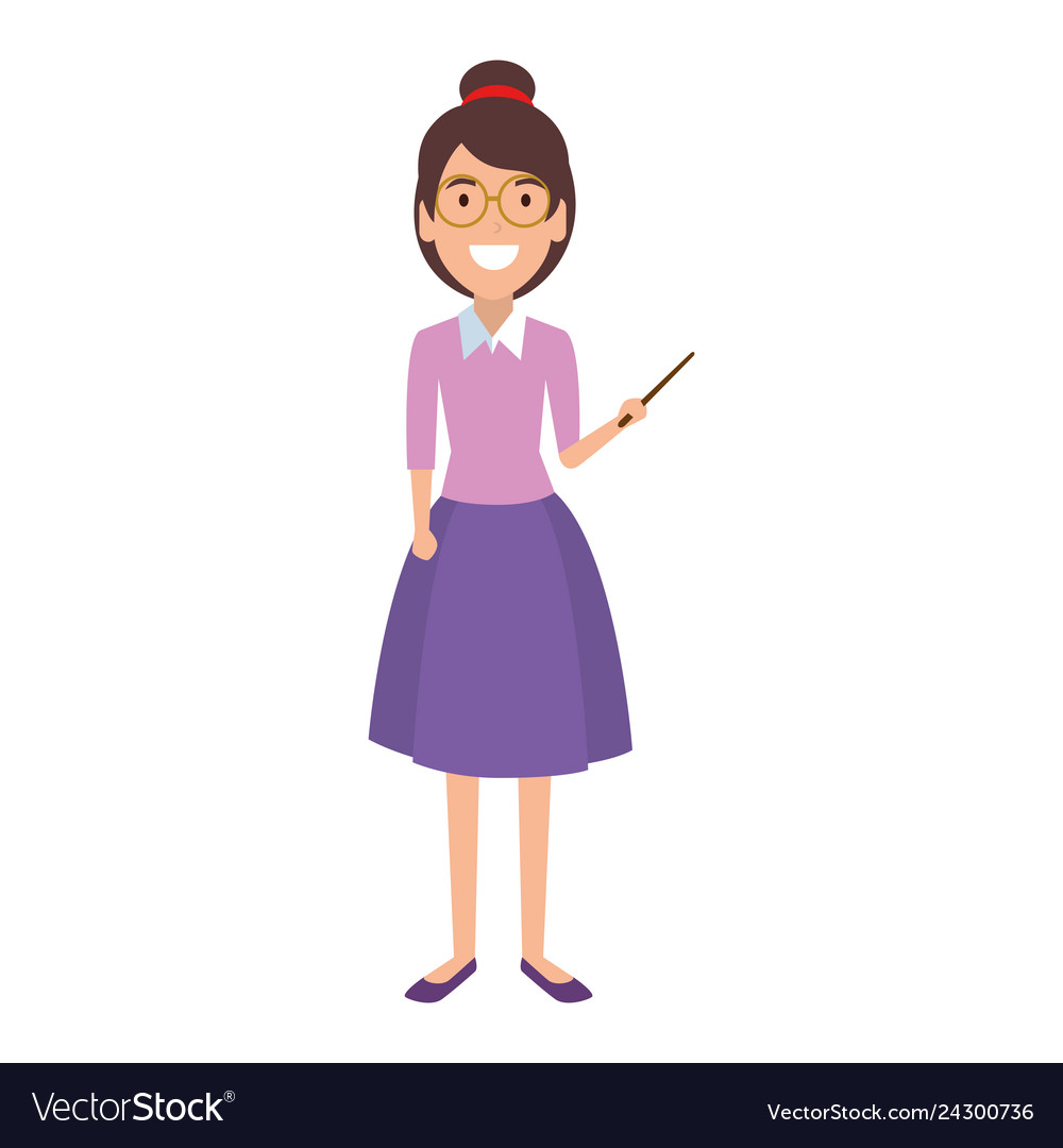 Teacher woman with pointer Royalty Free Vector Image