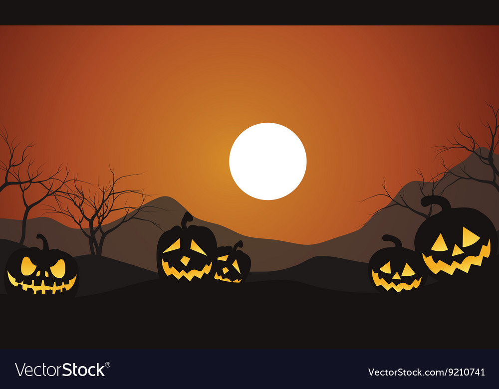 halloween scenery pumpkins silhouettte