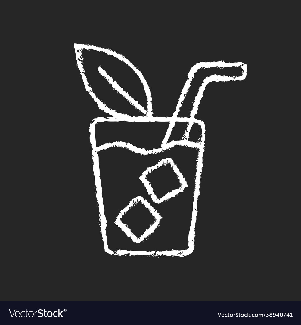 Iced tea chalk white icon on dark background Vector Image