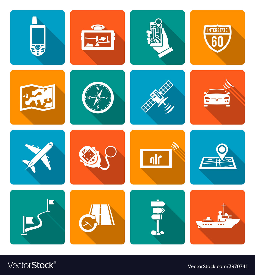 Navigation icons flat Royalty Free Vector Image