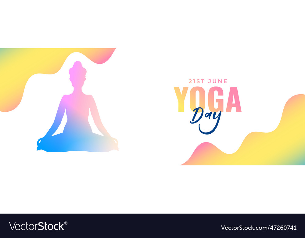 Stylish 21st yoga day celebration banner Vector Image