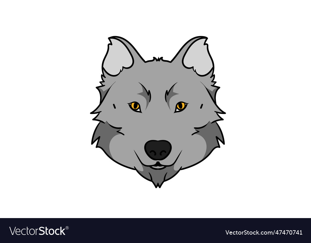 Wolf animal head cartoon wildlife character art Vector Image