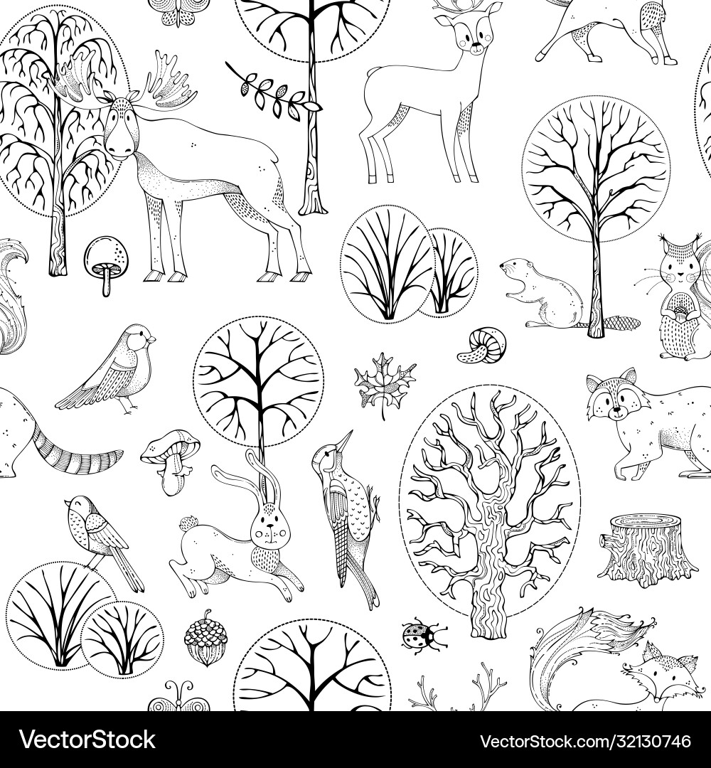 Autumn forest seamless pattern Royalty Free Vector Image