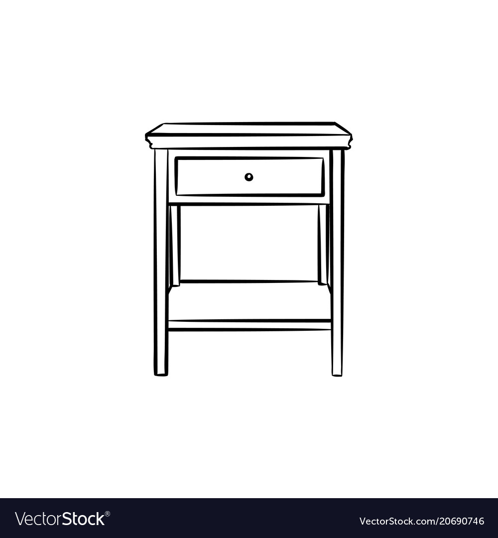 Desktop with shelves hand drawn sketch icon Vector Image