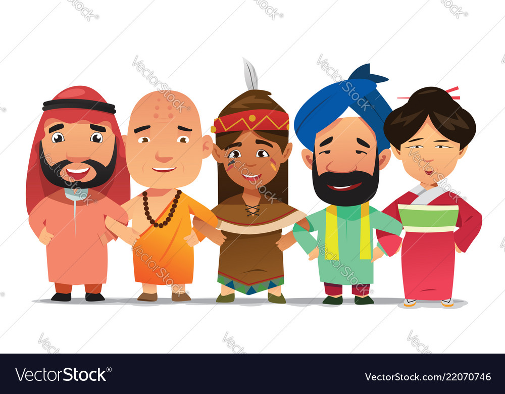 Multi Ethnic People Linking Arms Together Vector Image