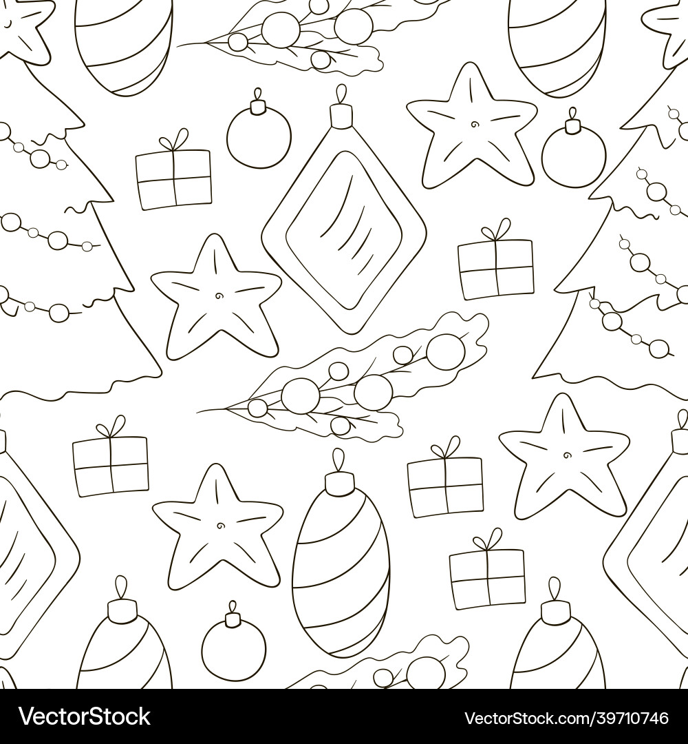 Seamless pattern christmas tree decorations Vector Image