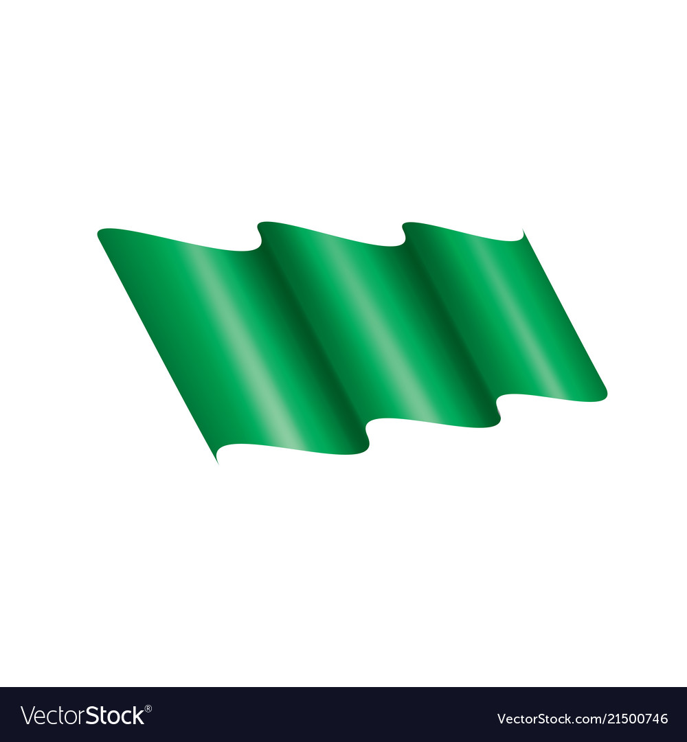 Waving the green flag on a white background Vector Image