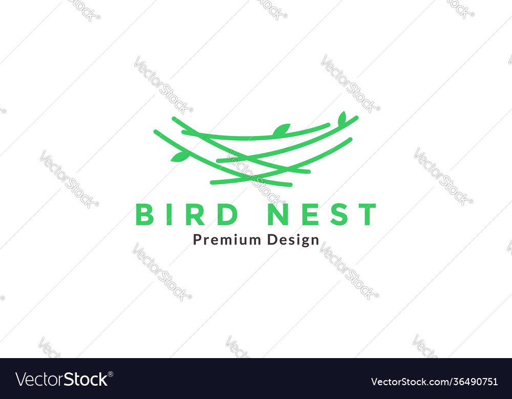 Abstract green nest twig bird logo design icon Vector Image