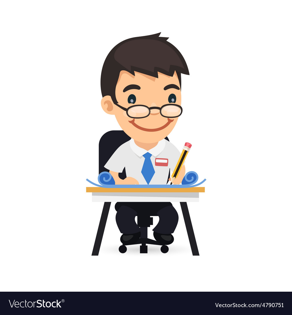 Engineer at his Desk with Blueprints Royalty Free Vector