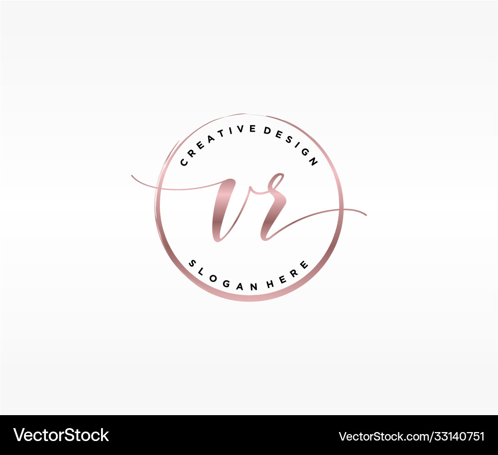 Initial vr handwriting logo with circle template Vector Image