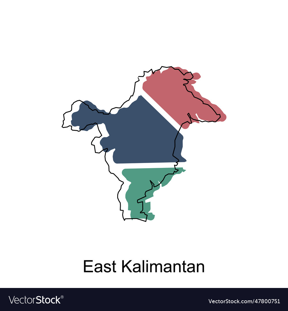 Map of east kalimantan colorful modern geometric Vector Image