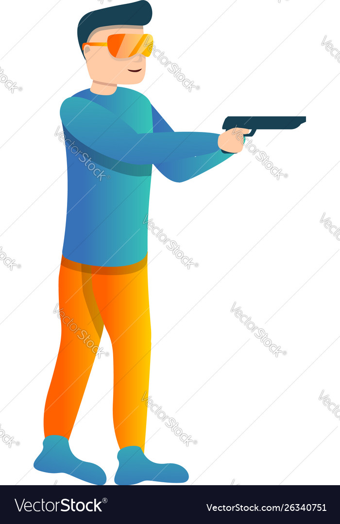 Police pistol shooting icon cartoon style Vector Image