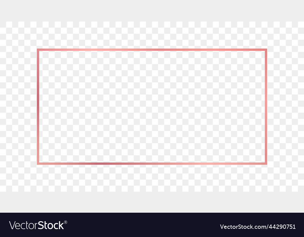 Rose gold glowing rectangular shape frame Vector Image
