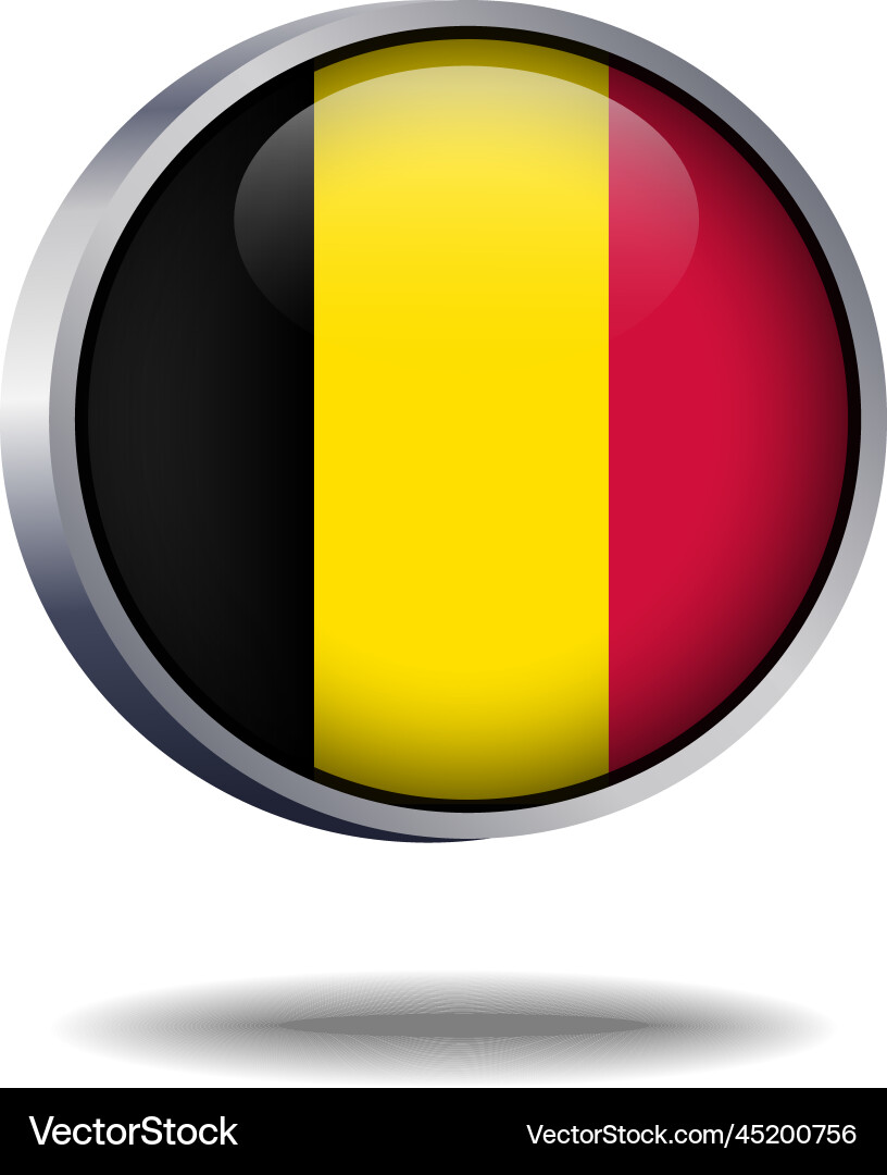Belgium flag button Royalty Free Vector Image - VectorStock