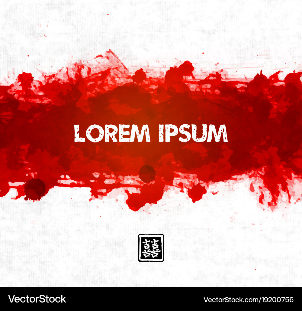 Big red grunge splash on rice paper background Vector Image