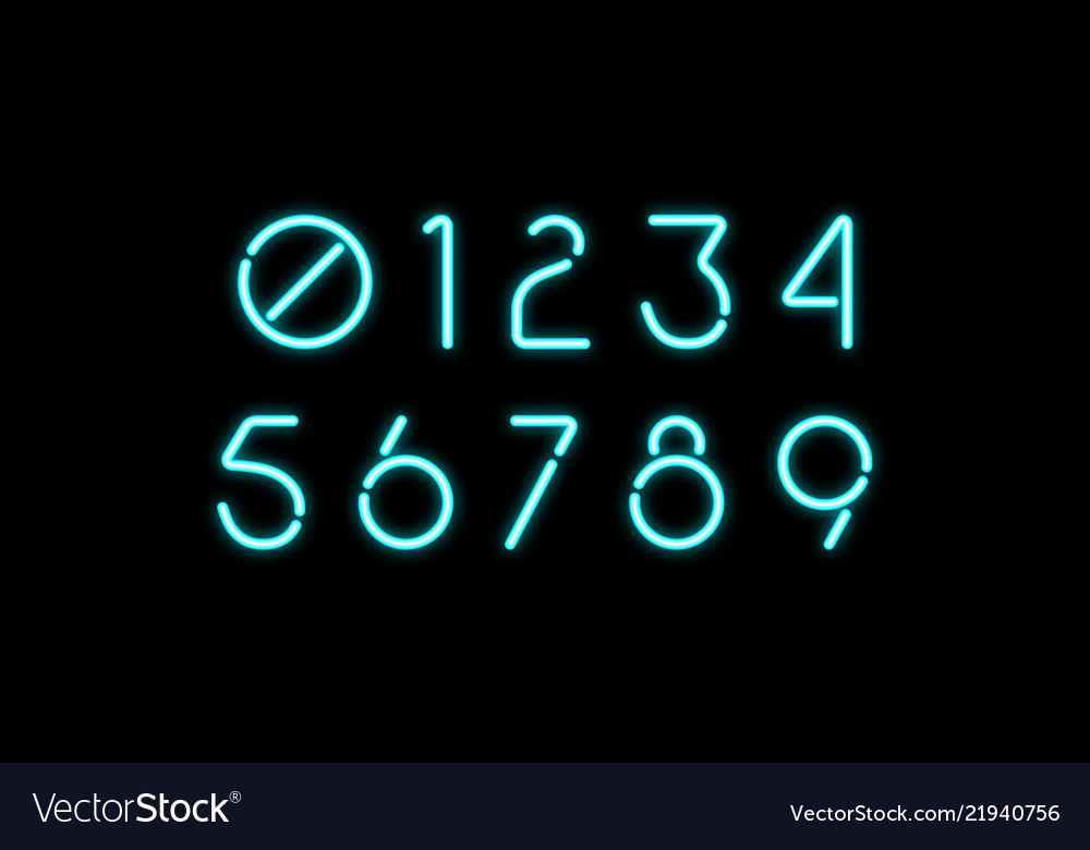 Decorative numbers with neon effect vector image Decorative numbers with neon effect